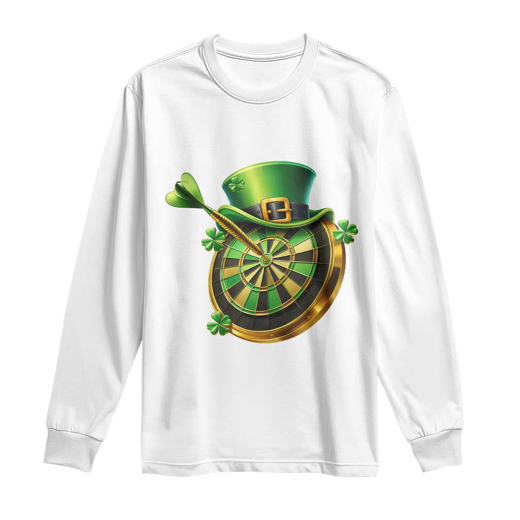 St Patricks Day Irish Darts Board Celebration Gift Long Sleeve Shirt TS12 White Print Your Wear