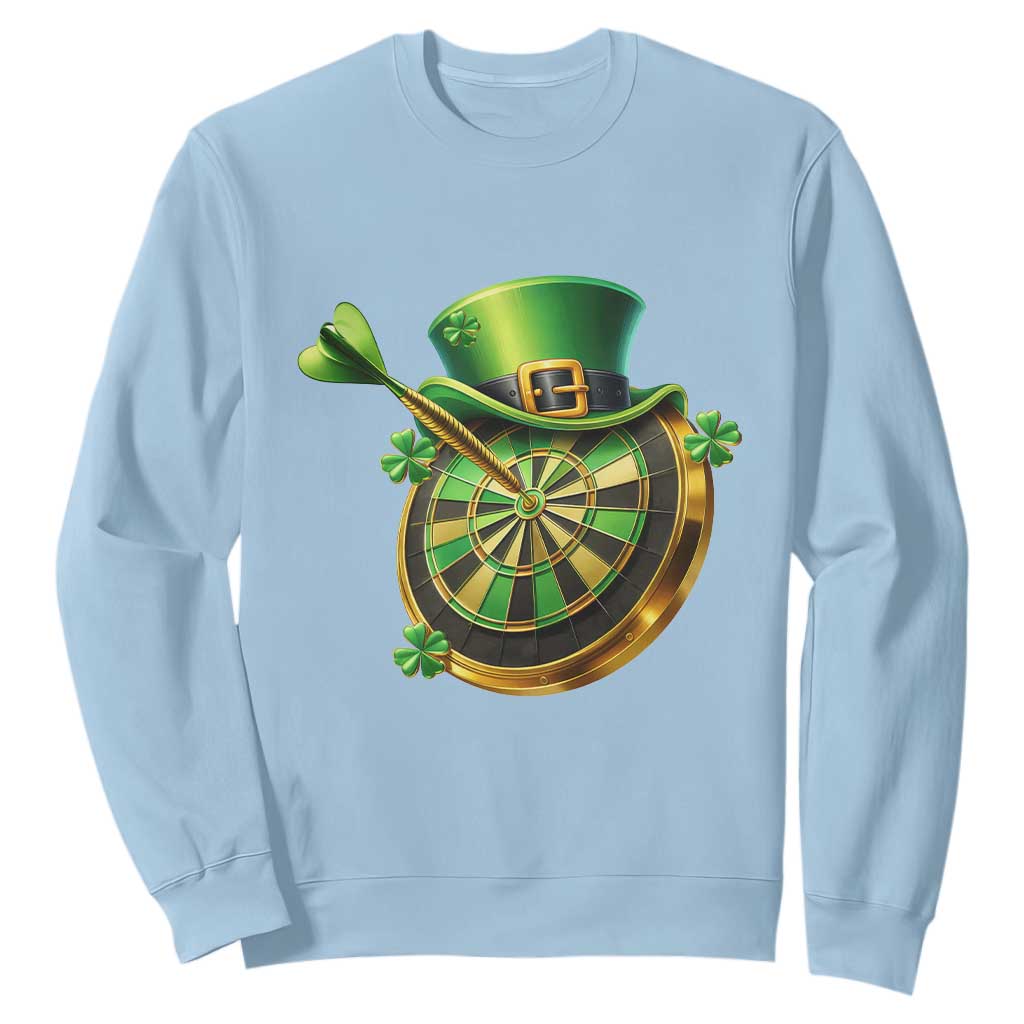 St Patricks Day Irish Darts Board Celebration Gift Sweatshirt TS12 Light Blue Print Your Wear