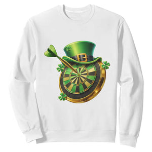 St Patricks Day Irish Darts Board Celebration Gift Sweatshirt TS12 White Print Your Wear