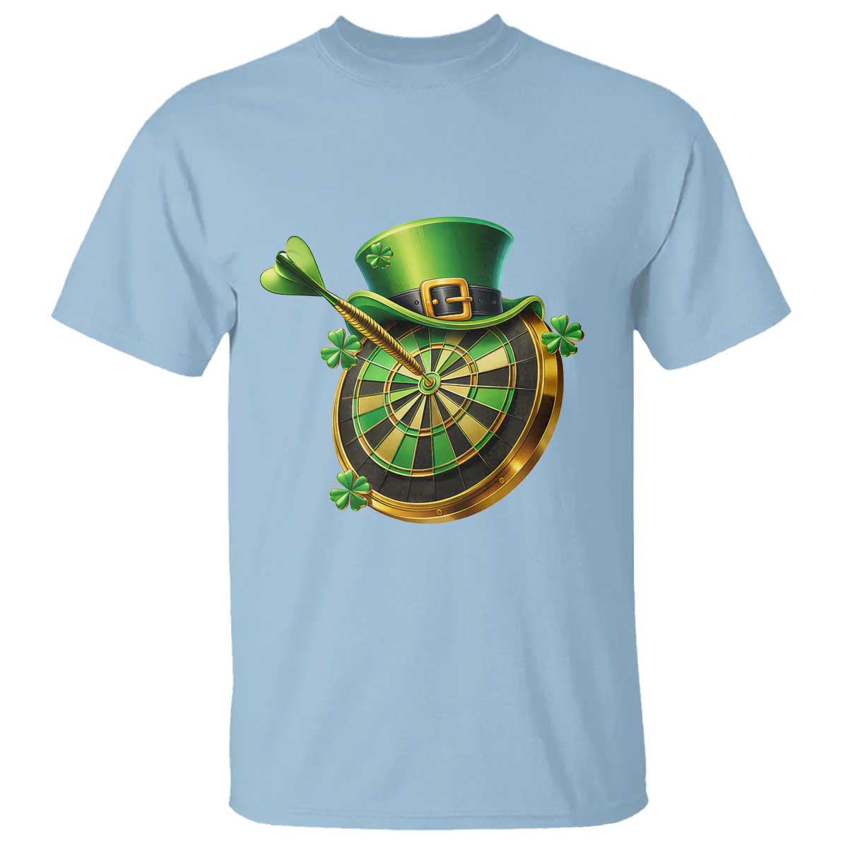 St Patricks Day Irish Darts Board Celebration Gift T Shirt TS12 Light Blue Print Your Wear