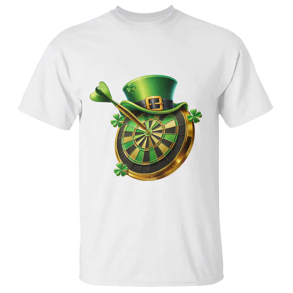 St Patricks Day Irish Darts Board Celebration Gift T Shirt TS12 White Print Your Wear