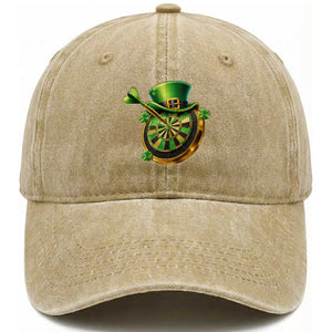 St Patricks Day Irish Darts Board Celebration Gift Washed Cotton Baseball Cap TS12 Print Your Wear