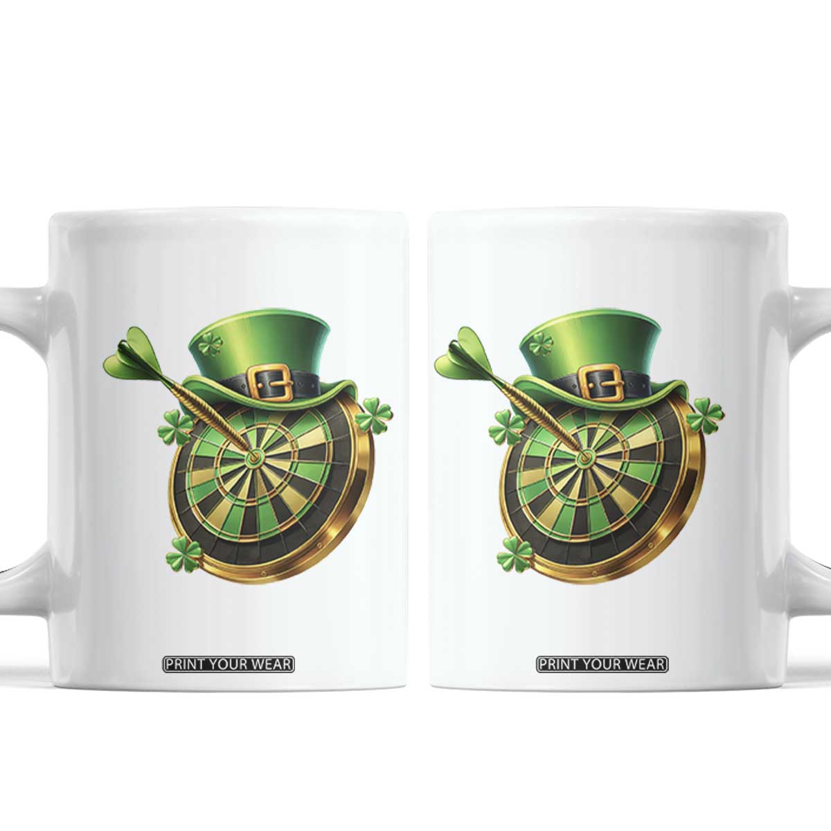 St Patricks Day Irish Darts Board Celebration Gift Coffee Mug TS12 White Print Your Wear