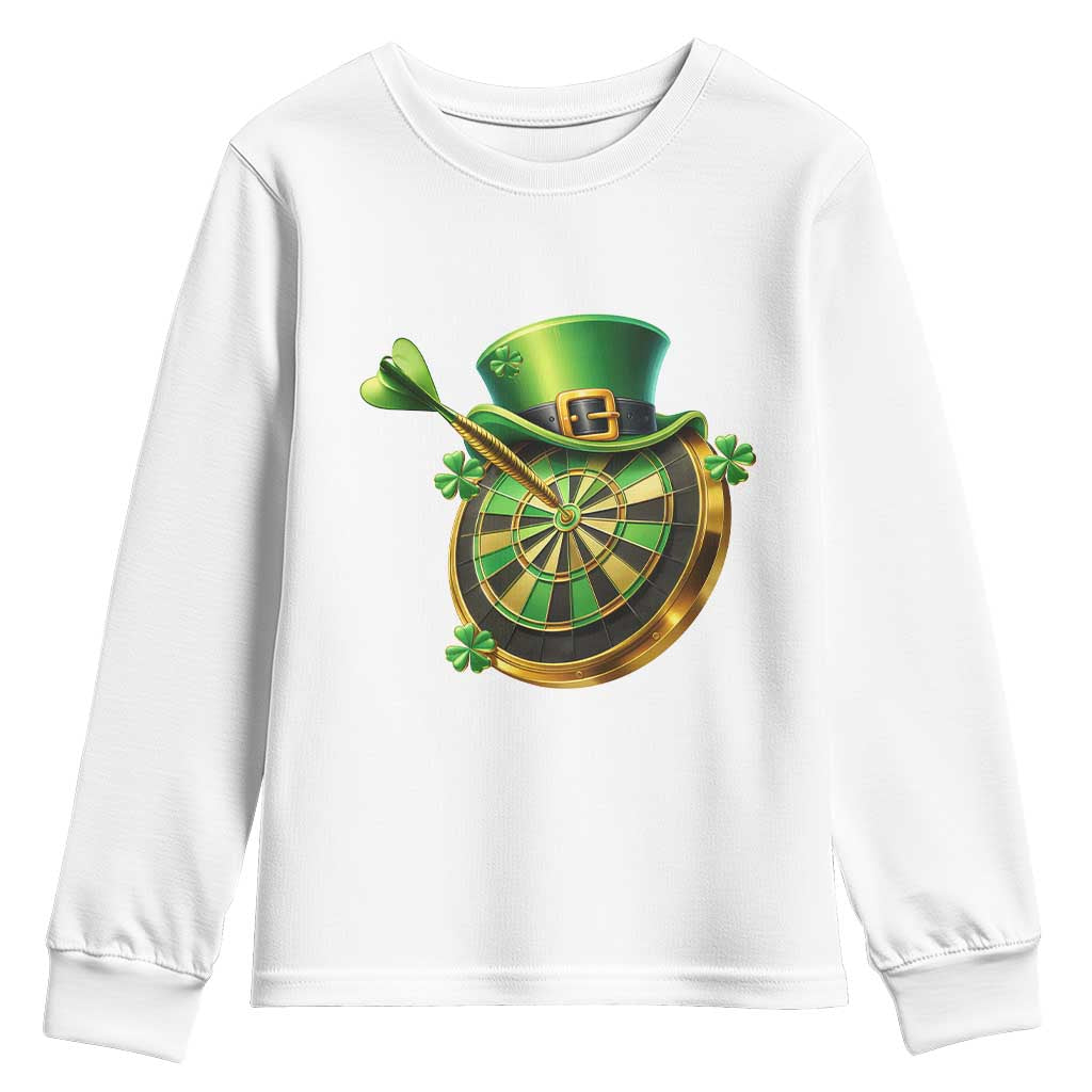St Patricks Day Irish Darts Board Celebration Gift Youth Sweatshirt TS12 White Print Your Wear