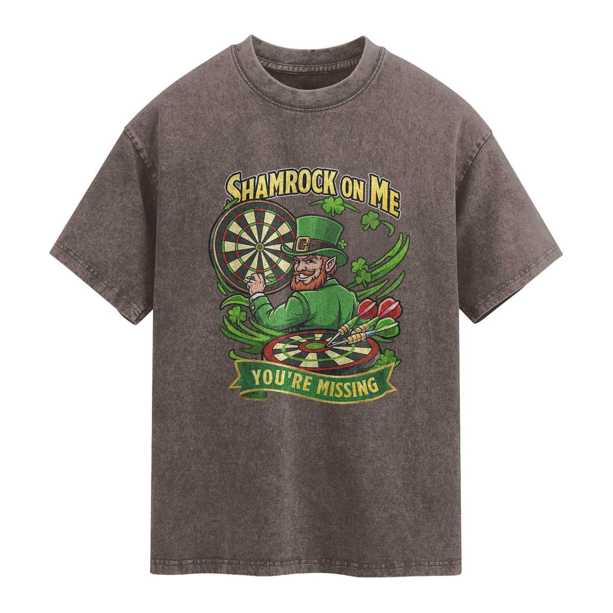 Shamrock On Me Youre Missing Washed Cotton T-Shirt St Patricks Day Darts Player Gift