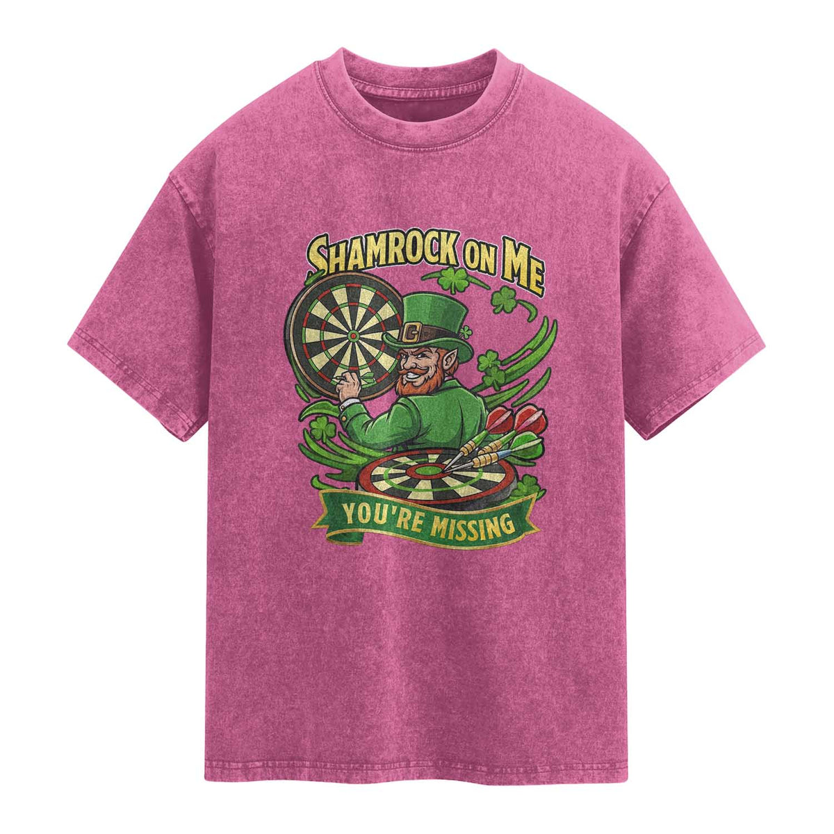 Shamrock On Me Youre Missing Washed Cotton T-Shirt St Patricks Day Darts Player Gift
