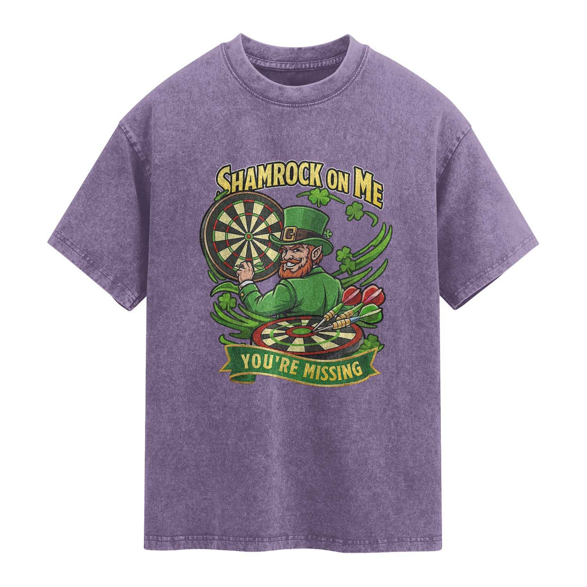 Shamrock On Me Youre Missing Washed Cotton T-Shirt St Patricks Day Darts Player Gift
