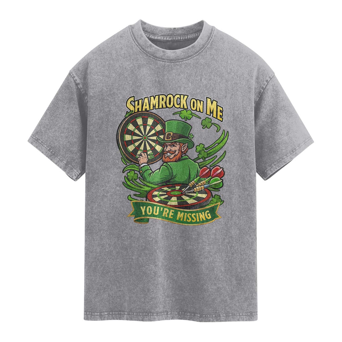 Shamrock On Me Youre Missing Washed Cotton T-Shirt St Patricks Day Darts Player Gift