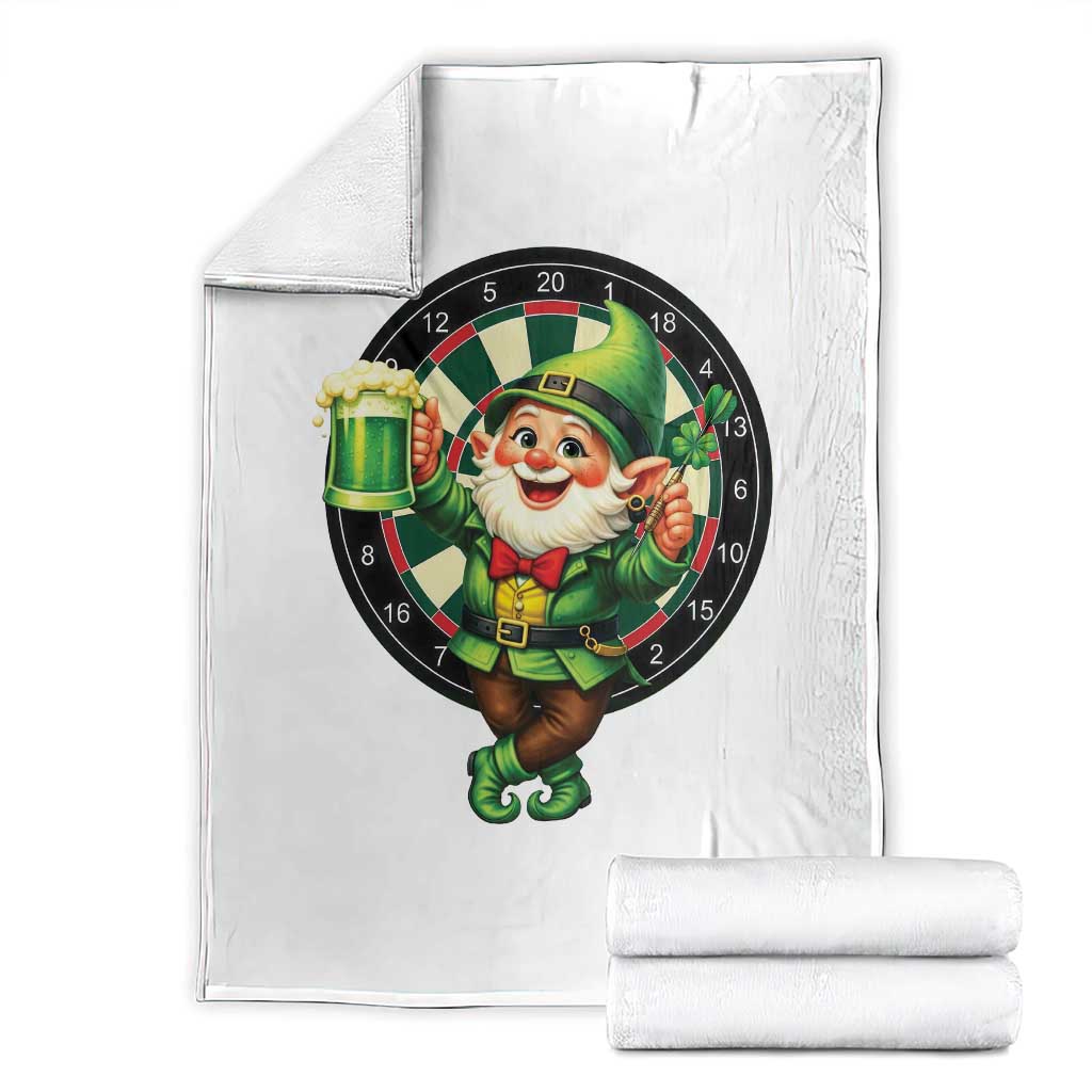Cheerful Gnome Playing Darts Throw Blanket St Patricks Day Gift TS12 White Print Your Wear