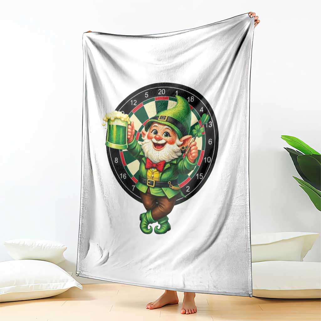 Cheerful Gnome Playing Darts Throw Blanket St Patricks Day Gift TS12 Print Your Wear