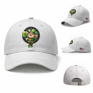 Cheerful Gnome Playing Darts Baseball Cap St Patricks Day Gift TS12 Baseball Cap Universal Fit White Print Your Wear