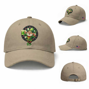 Cheerful Gnome Playing Darts Baseball Cap St Patricks Day Gift TS12 Baseball Cap Universal Fit Khaki Print Your Wear