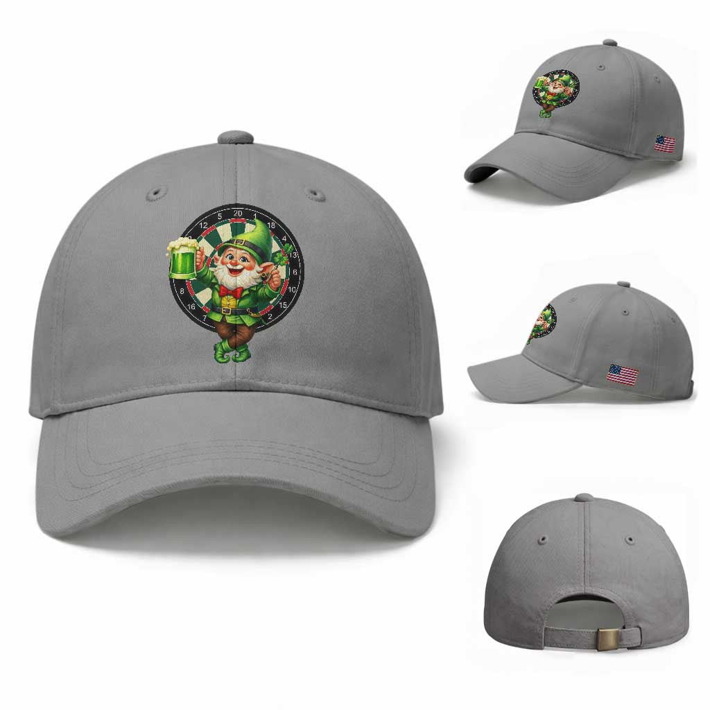 Cheerful Gnome Playing Darts Baseball Cap St Patricks Day Gift TS12 Baseball Cap Universal Fit Sport Gray Print Your Wear