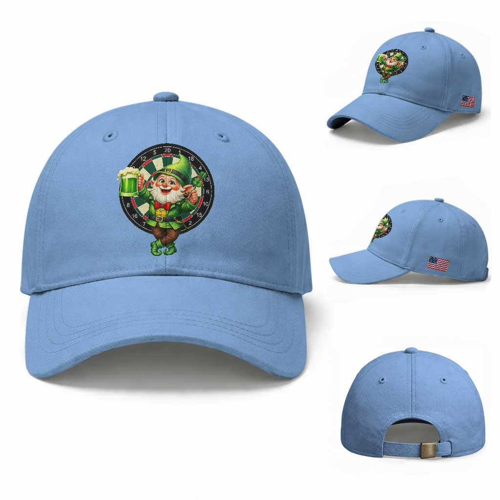 Cheerful Gnome Playing Darts Baseball Cap St Patricks Day Gift TS12 Baseball Cap Universal Fit Light Blue Print Your Wear
