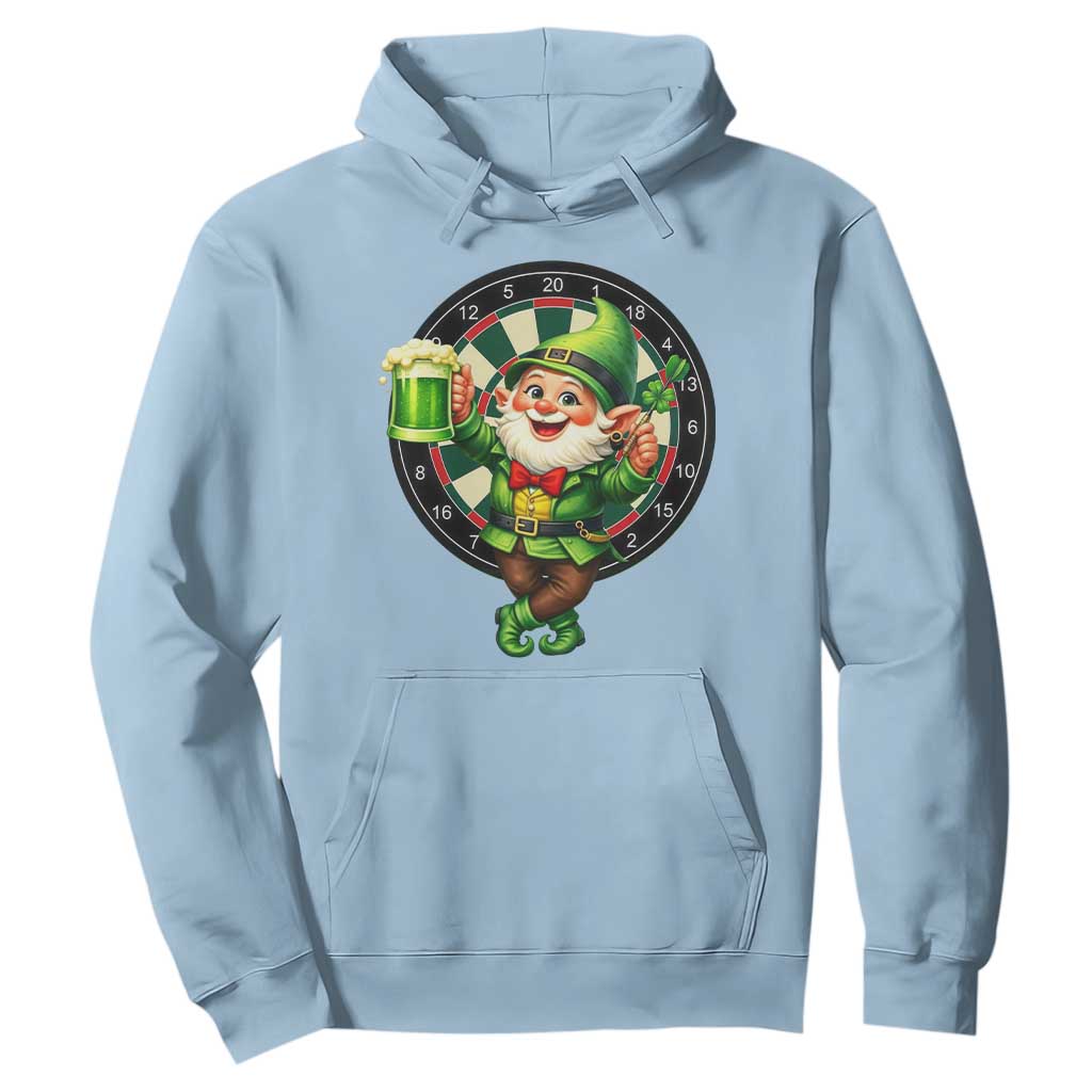 Cheerful Gnome Playing Darts Hoodie St Patricks Day Gift TS12 Light Blue Print Your Wear