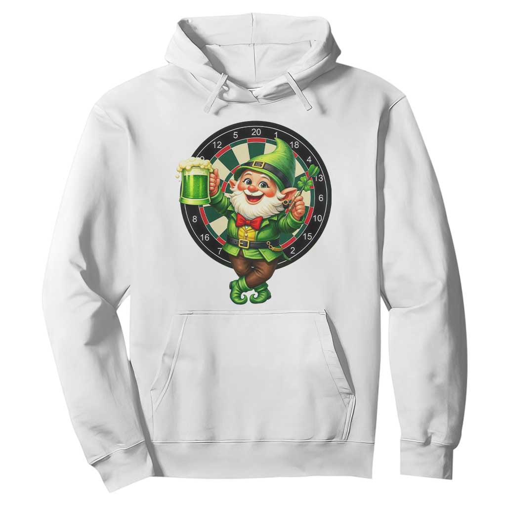 Cheerful Gnome Playing Darts Hoodie St Patricks Day Gift TS12 White Print Your Wear