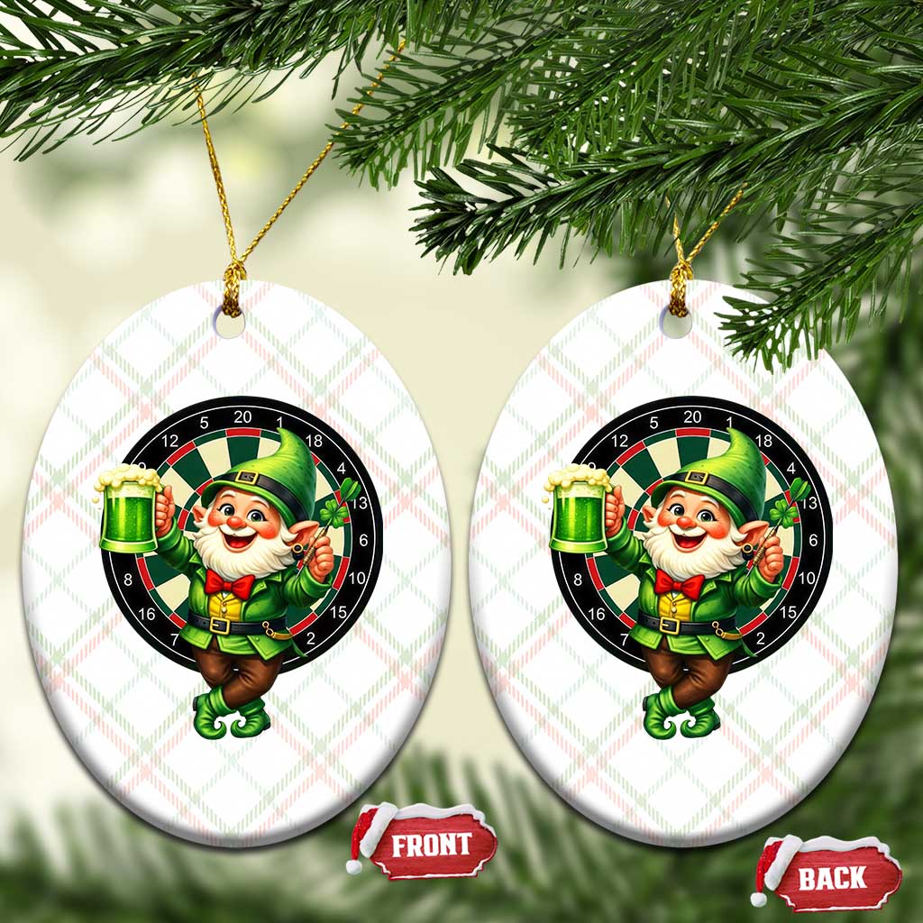 Cheerful Gnome Playing Darts Ceramic Ornament St Patricks Day Gift TS12 Print Your Wear