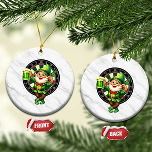 Cheerful Gnome Playing Darts Ceramic Ornament St Patricks Day Gift TS12 1pc White Marble Print Your Wear