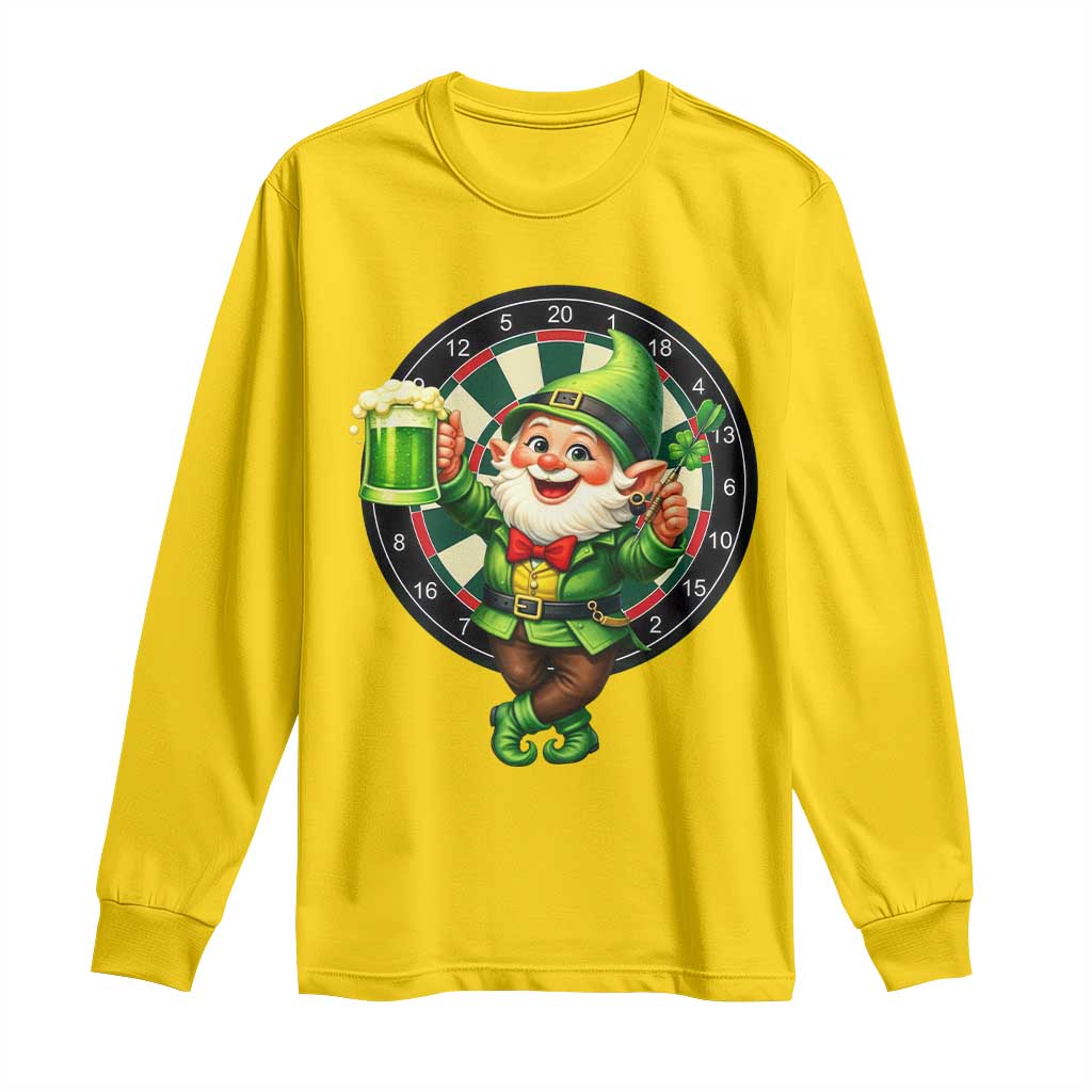 Cheerful Gnome Playing Darts Long Sleeve Shirt St Patricks Day Gift TS12 Daisy Print Your Wear
