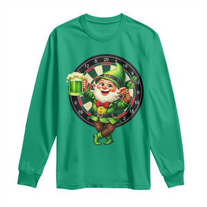 Cheerful Gnome Playing Darts Long Sleeve Shirt St Patricks Day Gift TS12 Irish Green Print Your Wear