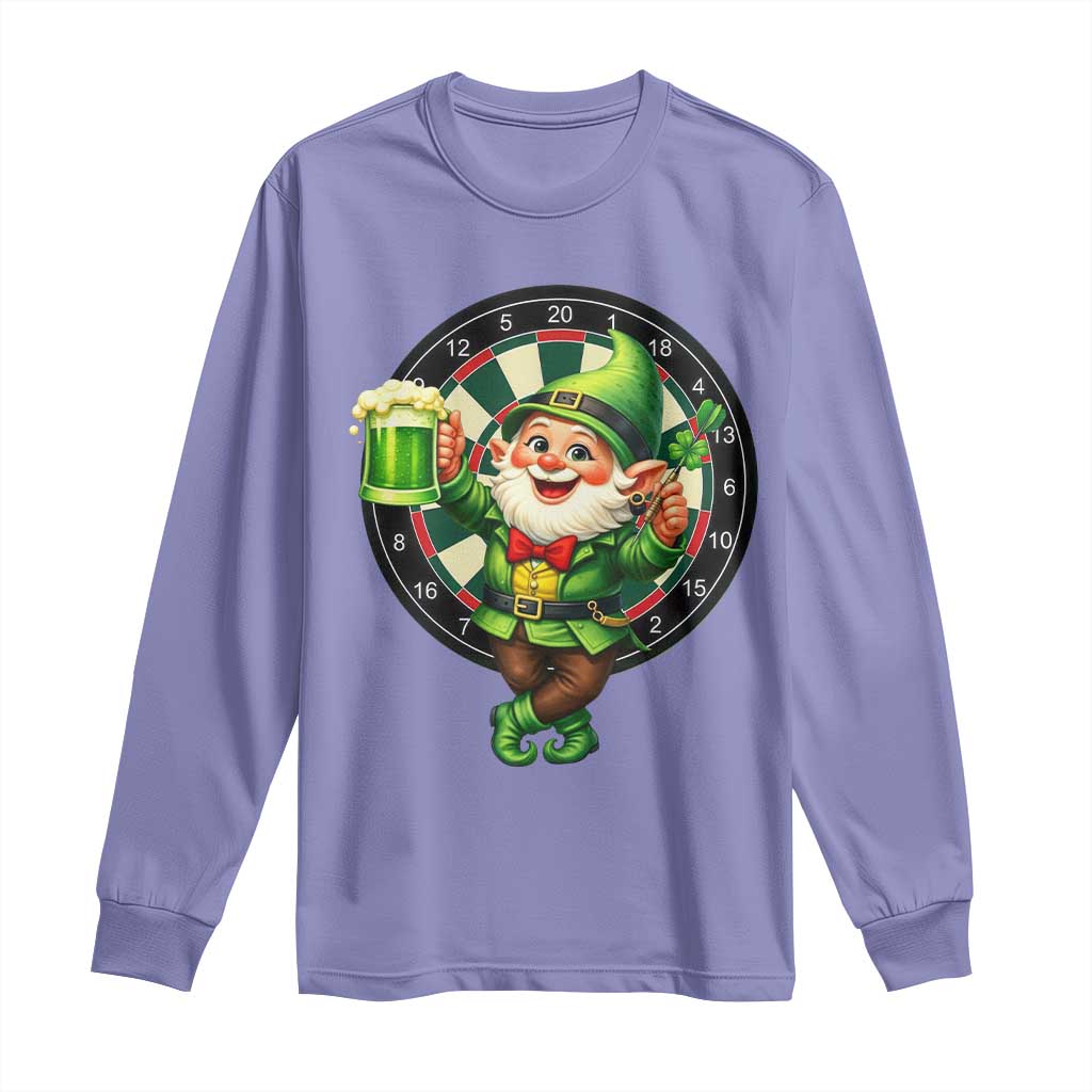 Cheerful Gnome Playing Darts Long Sleeve Shirt St Patricks Day Gift TS12 Violet Print Your Wear