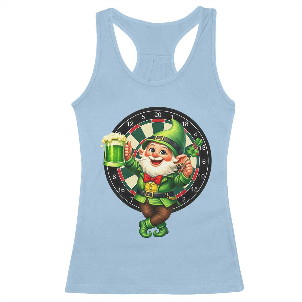 Cheerful Gnome Playing Darts Racerback Tank Top St Patricks Day Gift TS12 Light Blue Print Your Wear