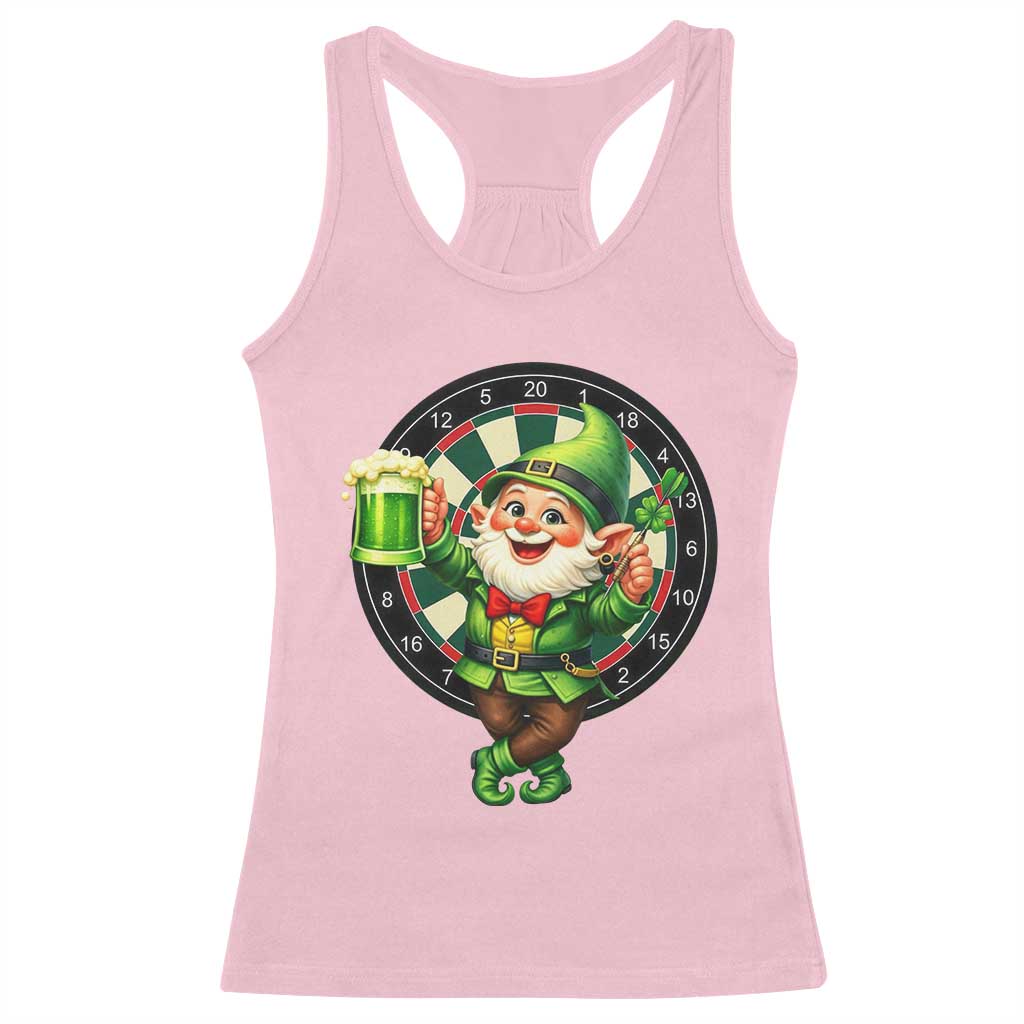 Cheerful Gnome Playing Darts Racerback Tank Top St Patricks Day Gift TS12 Light Pink Print Your Wear