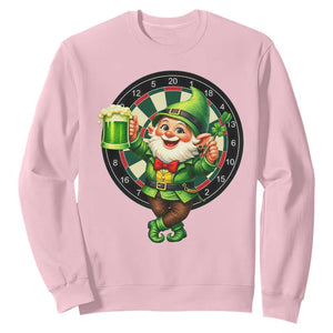 Cheerful Gnome Playing Darts Sweatshirt St Patricks Day Gift TS12 Light Pink Print Your Wear