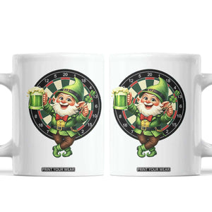 Cheerful Gnome Playing Darts Coffee Mug St Patricks Day Gift TS12 White Print Your Wear