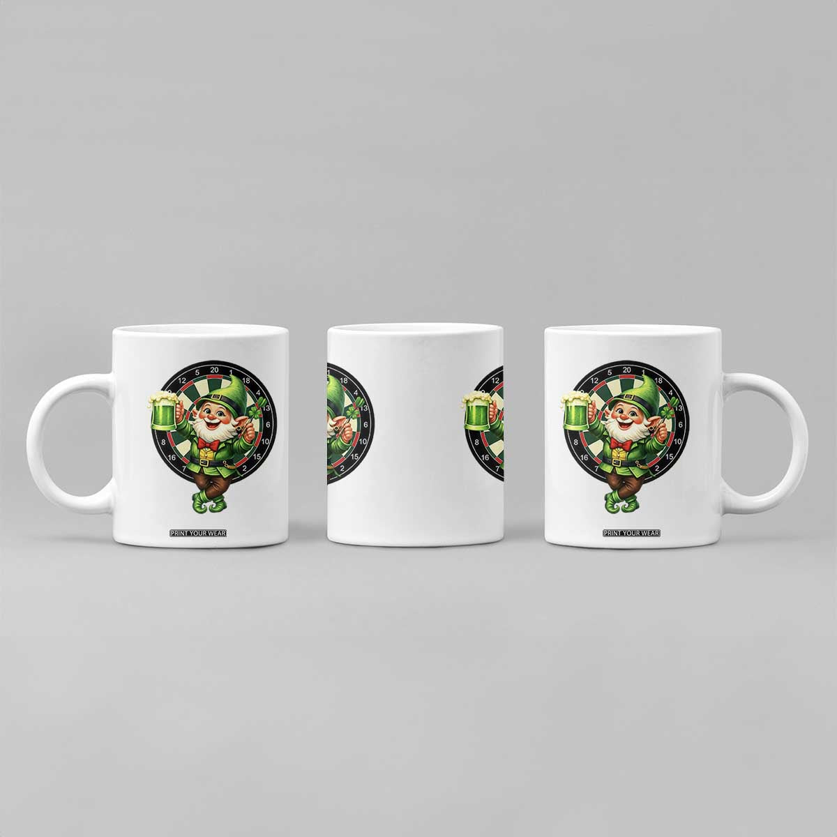 Cheerful Gnome Playing Darts Coffee Mug St Patricks Day Gift TS12 Print Your Wear