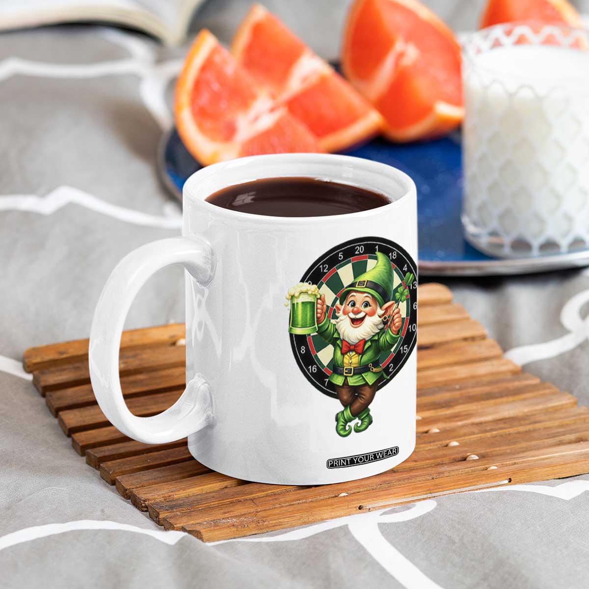 Cheerful Gnome Playing Darts Coffee Mug St Patricks Day Gift TS12 Print Your Wear