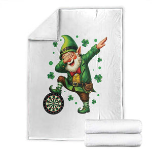 St Patricks Day Cheerful Gnome Dabbing Throw Blanket Darts Lover Gift TS12 White Print Your Wear