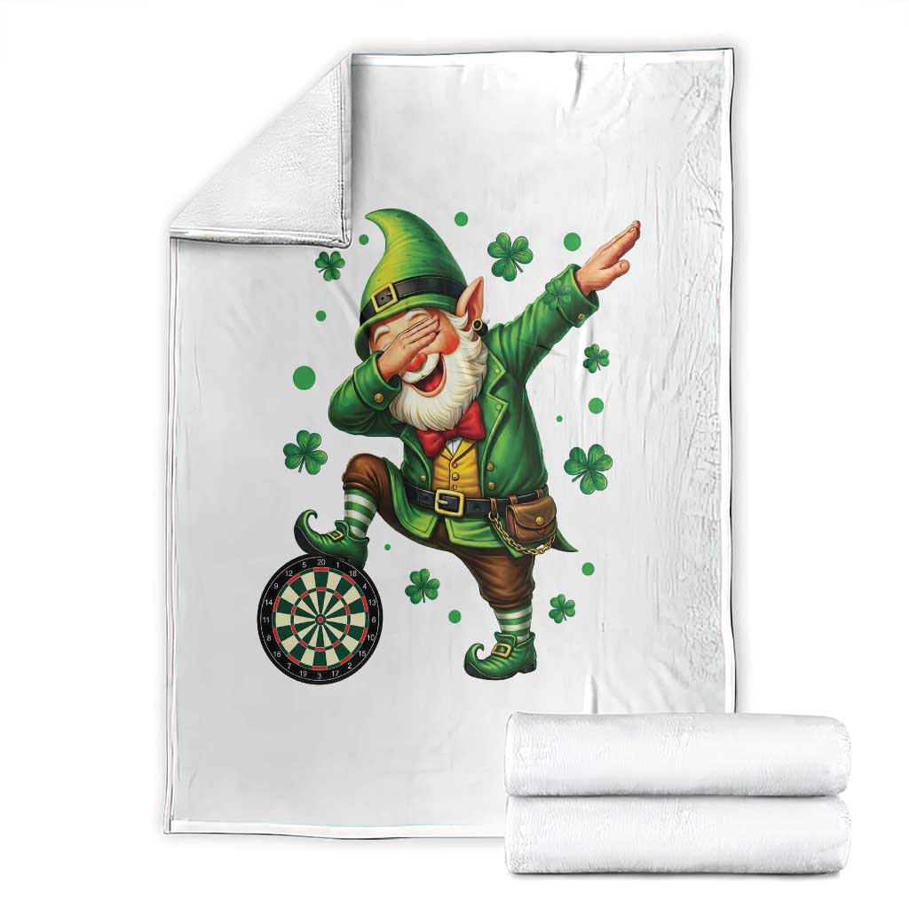St Patricks Day Cheerful Gnome Dabbing Throw Blanket Darts Lover Gift TS12 White Print Your Wear