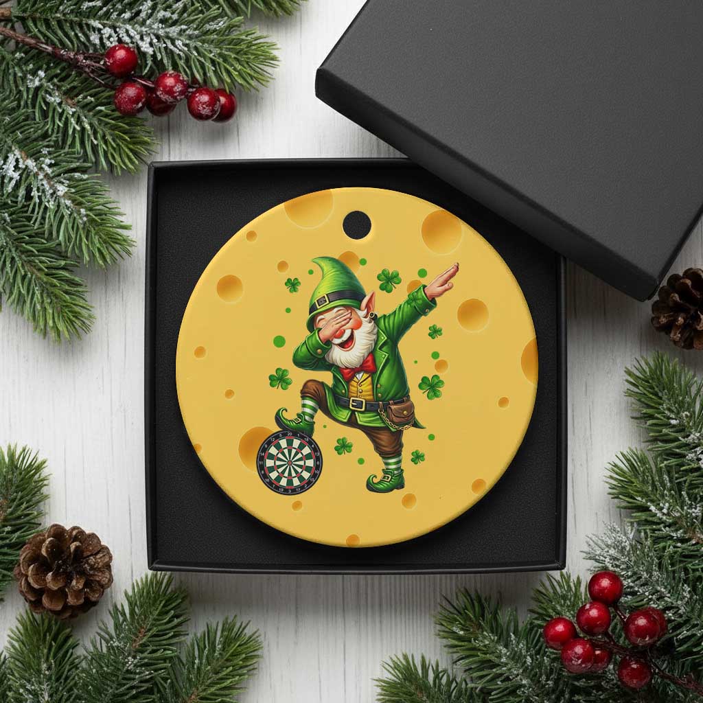 St Patricks Day Cheerful Gnome Dabbing Ceramic Ornament Darts Lover Gift TS12 1pc Yellow Cheese Print Your Wear