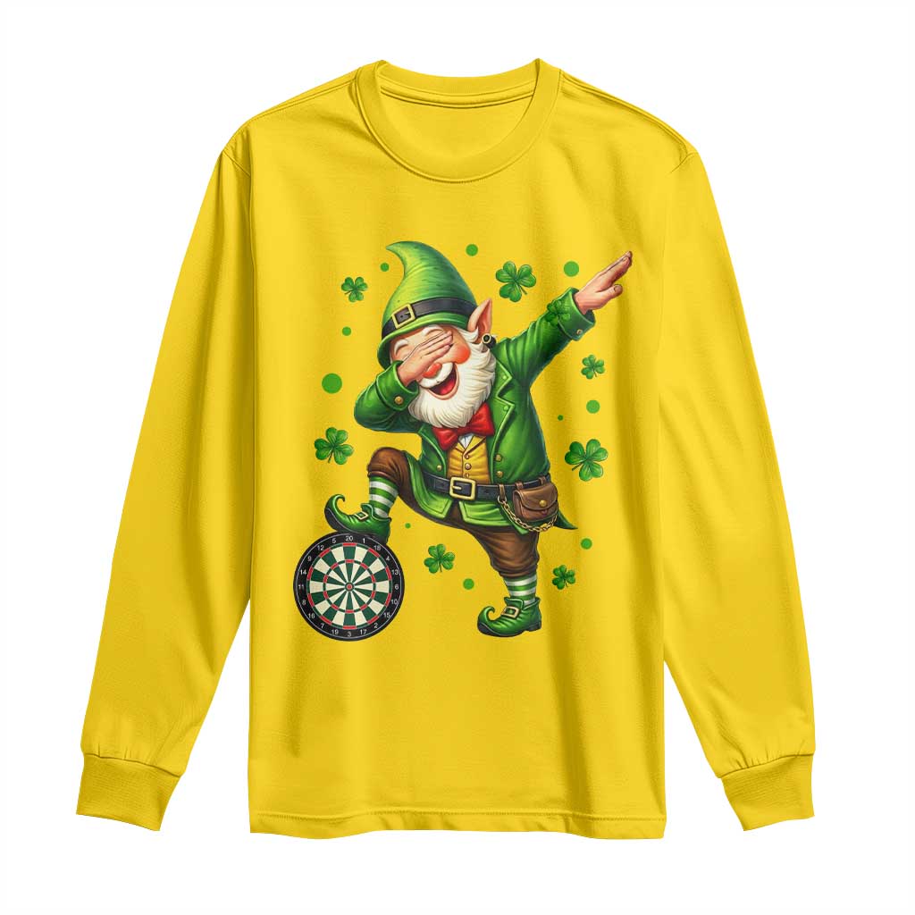 St Patricks Day Cheerful Gnome Dabbing Long Sleeve Shirt Darts Lover Gift TS12 Daisy Print Your Wear