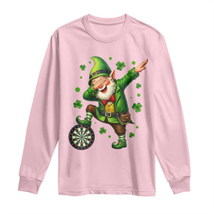 St Patricks Day Cheerful Gnome Dabbing Long Sleeve Shirt Darts Lover Gift TS12 Light Pink Print Your Wear