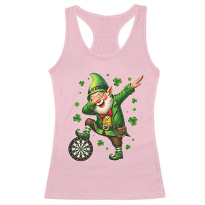 St Patricks Day Cheerful Gnome Dabbing Racerback Tank Top Darts Lover Gift TS12 Light Pink Print Your Wear