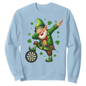 St Patricks Day Cheerful Gnome Dabbing Sweatshirt Darts Lover Gift TS12 Light Blue Print Your Wear