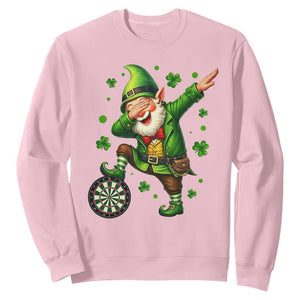 St Patricks Day Cheerful Gnome Dabbing Sweatshirt Darts Lover Gift TS12 Light Pink Print Your Wear