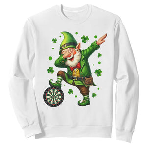 St Patricks Day Cheerful Gnome Dabbing Sweatshirt Darts Lover Gift TS12 White Print Your Wear
