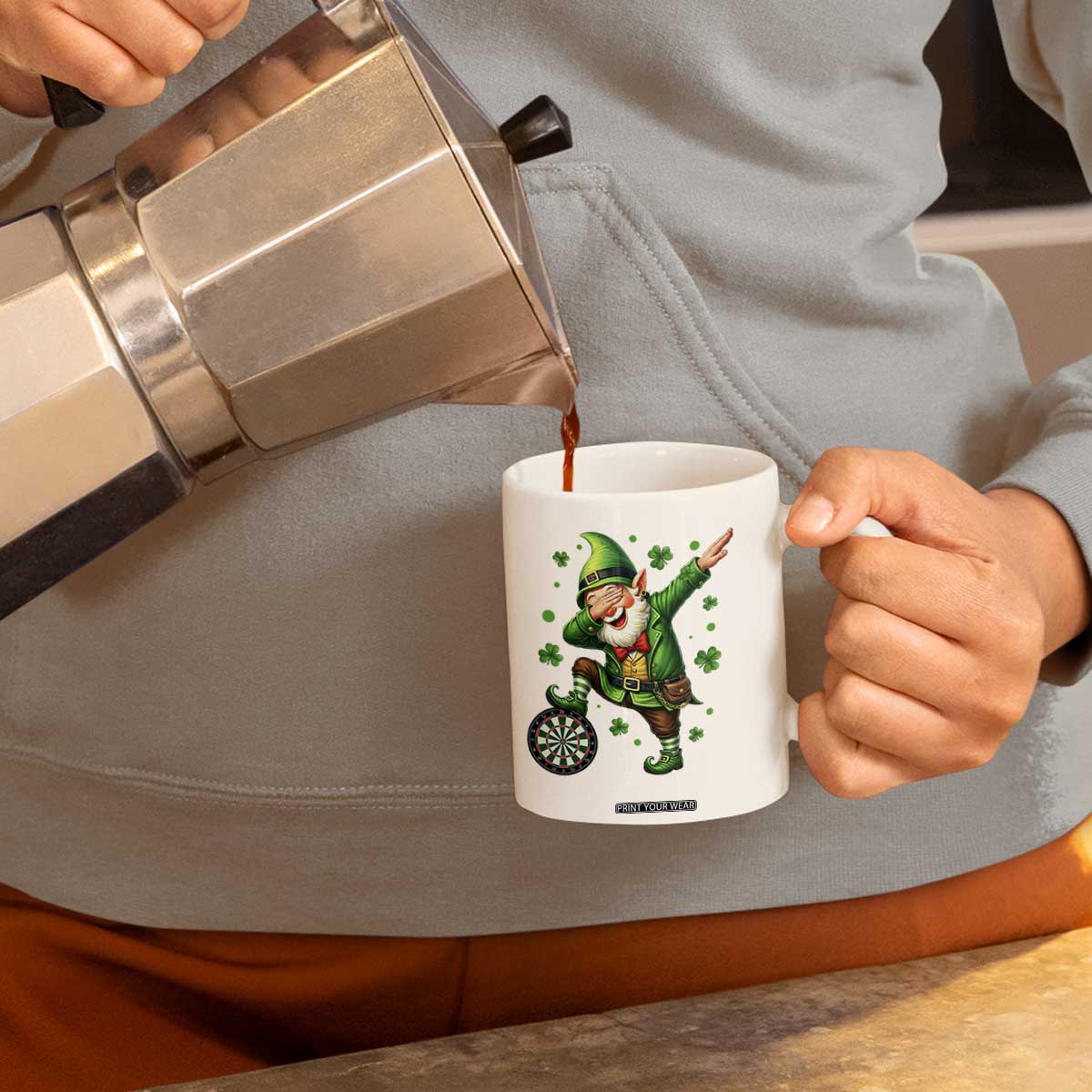 St Patricks Day Cheerful Gnome Dabbing Coffee Mug Darts Lover Gift TS12 Print Your Wear