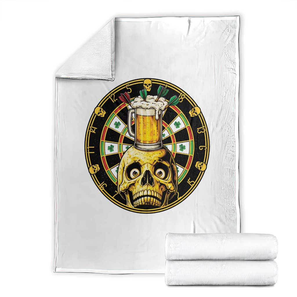 Funny St Patricks Day Skull Throw Blanket Darts Player Gift TS12 White Print Your Wear