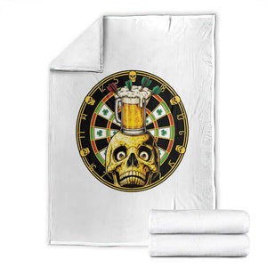 Funny St Patricks Day Skull Throw Blanket Darts Player Gift TS12 White Print Your Wear