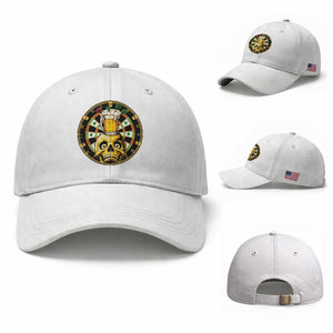 Funny St Patricks Day Skull Baseball Cap Darts Player Gift TS12 Baseball Cap Universal Fit White Print Your Wear
