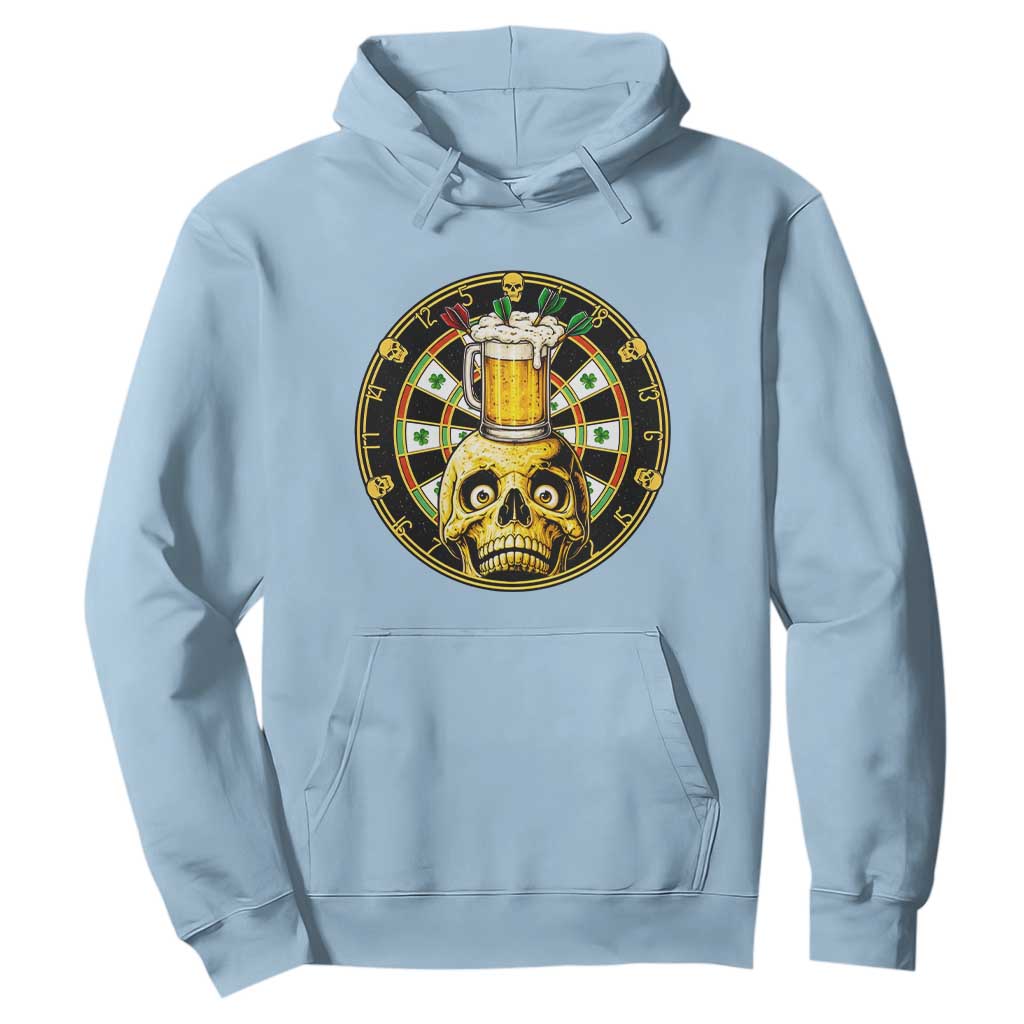 Funny St Patricks Day Skull Hoodie Darts Player Gift TS12 Light Blue Print Your Wear
