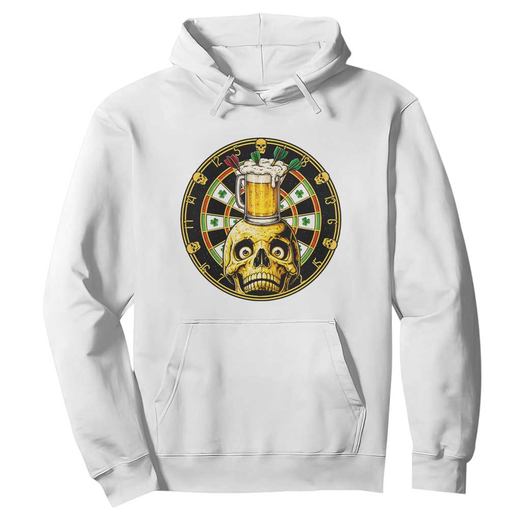 Funny St Patricks Day Skull Hoodie Darts Player Gift TS12 White Print Your Wear