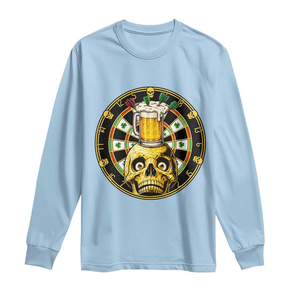 Funny St Patricks Day Skull Long Sleeve Shirt Darts Player Gift TS12 Light Blue Print Your Wear