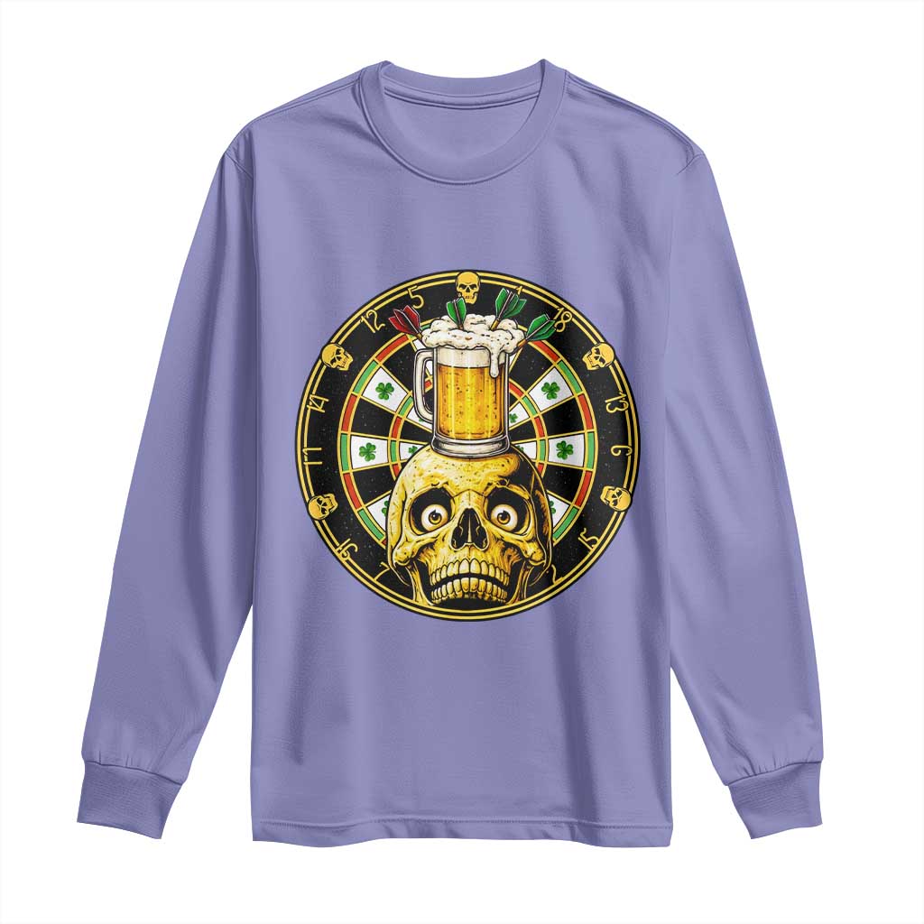 Funny St Patricks Day Skull Long Sleeve Shirt Darts Player Gift TS12 Violet Print Your Wear