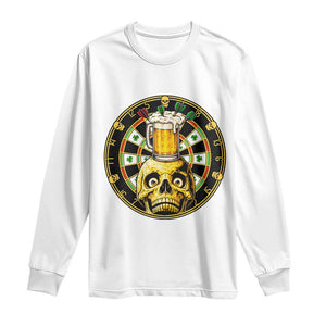Funny St Patricks Day Skull Long Sleeve Shirt Darts Player Gift TS12 White Print Your Wear