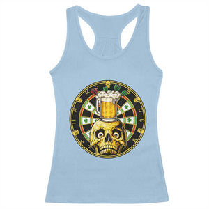 Funny St Patricks Day Skull Racerback Tank Top Darts Player Gift TS12 Light Blue Print Your Wear